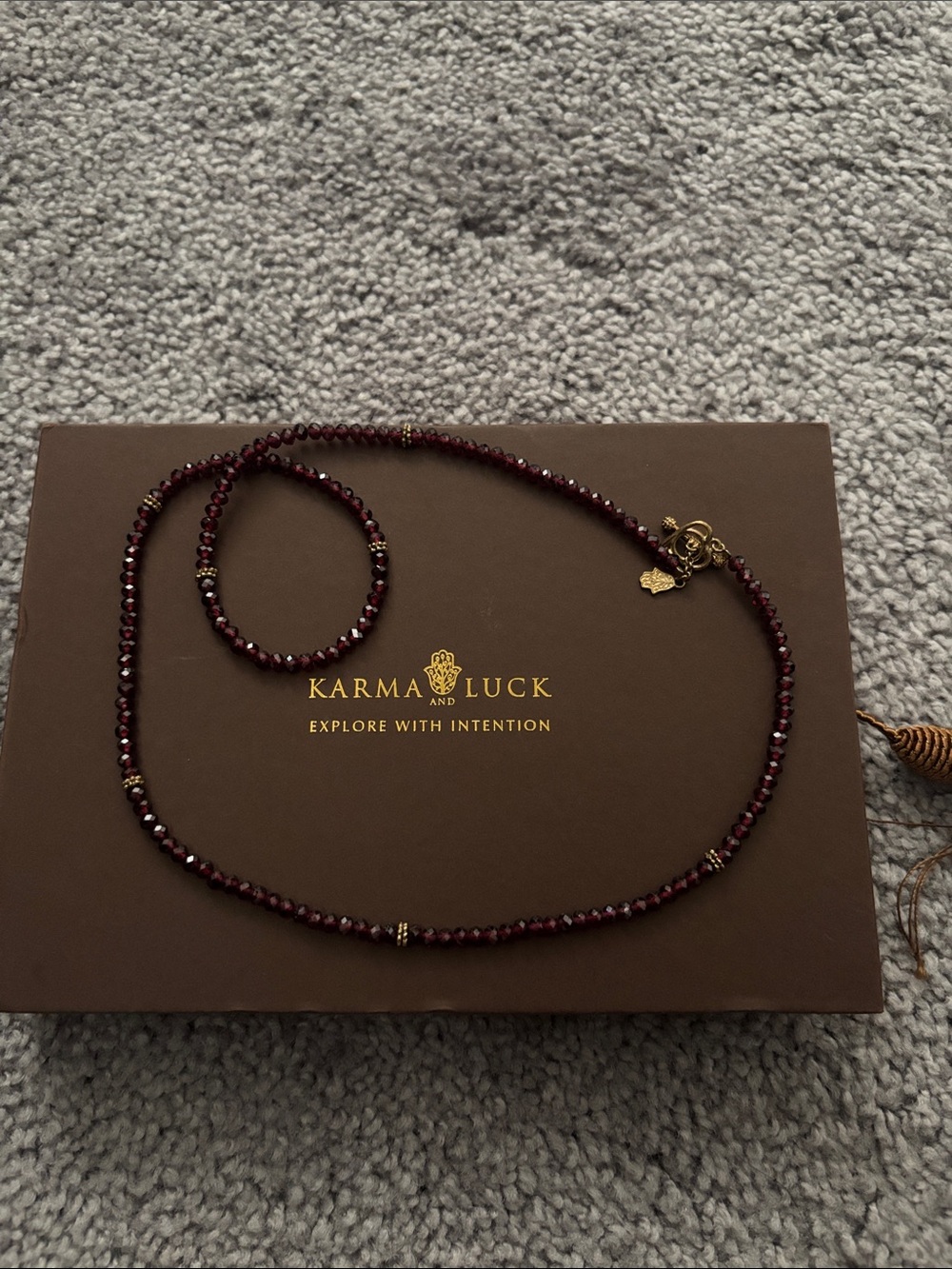 Karma and Luck-Garnet Bead Necklace - Deep Red